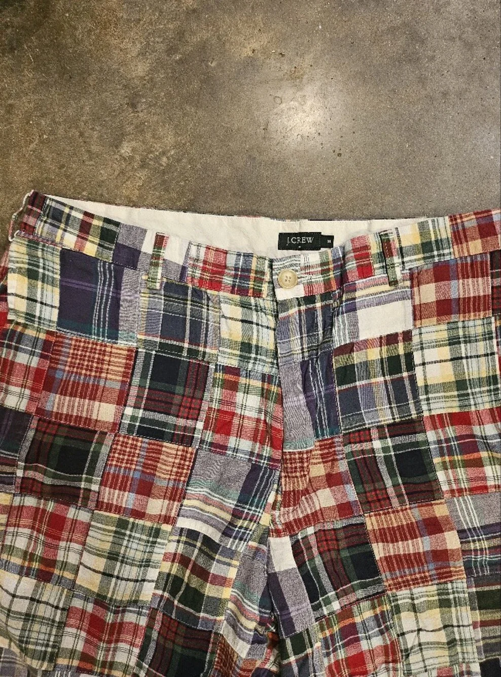 J Crew Mens 38 Madras Plaid Patchwork Shorts Classic 8